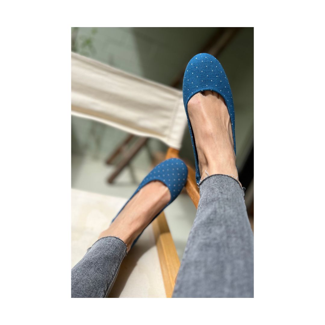 Klassische Ballerinas Schuhe aus Baumwolle in blau