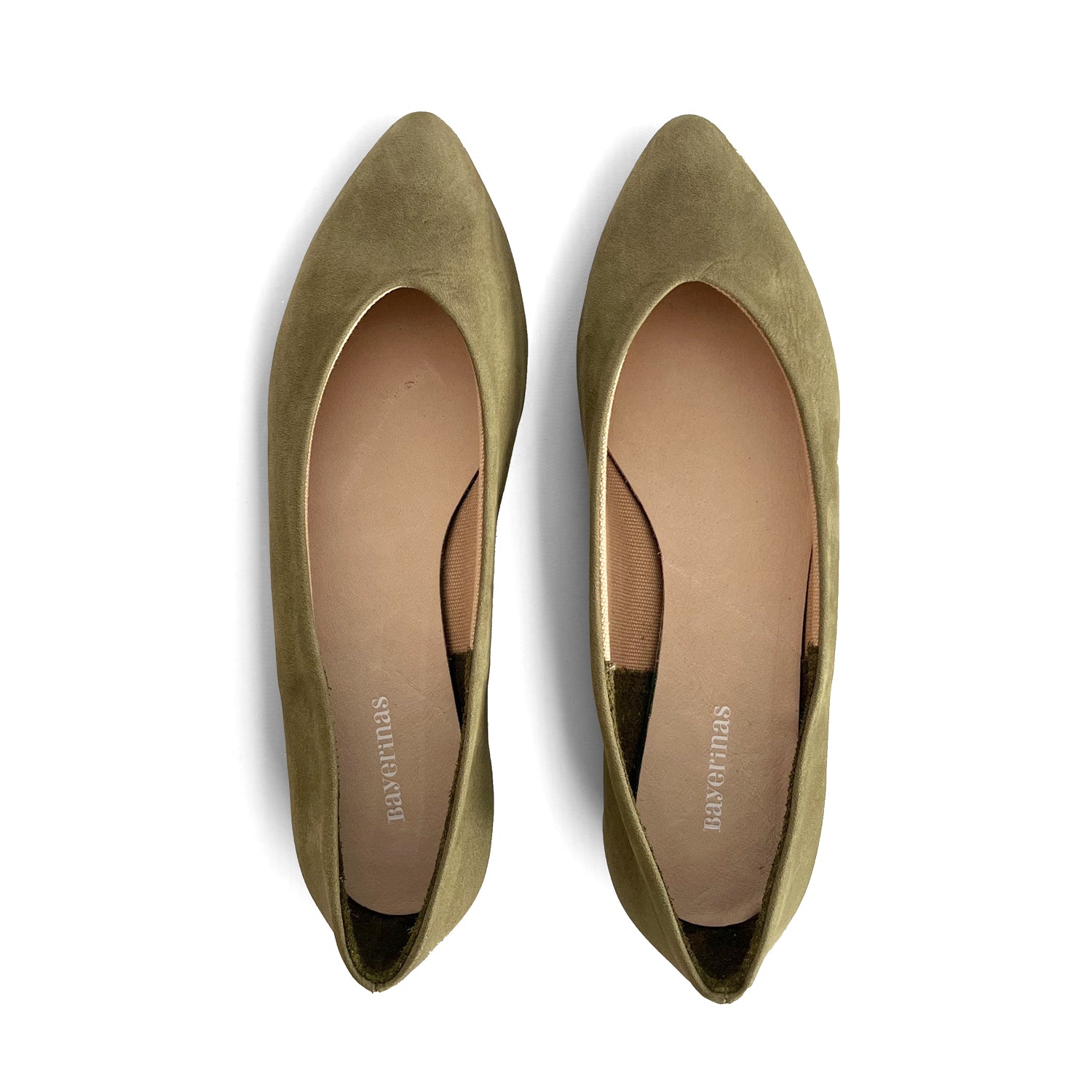 Spitze Ballerinas flats in oliv Farbe