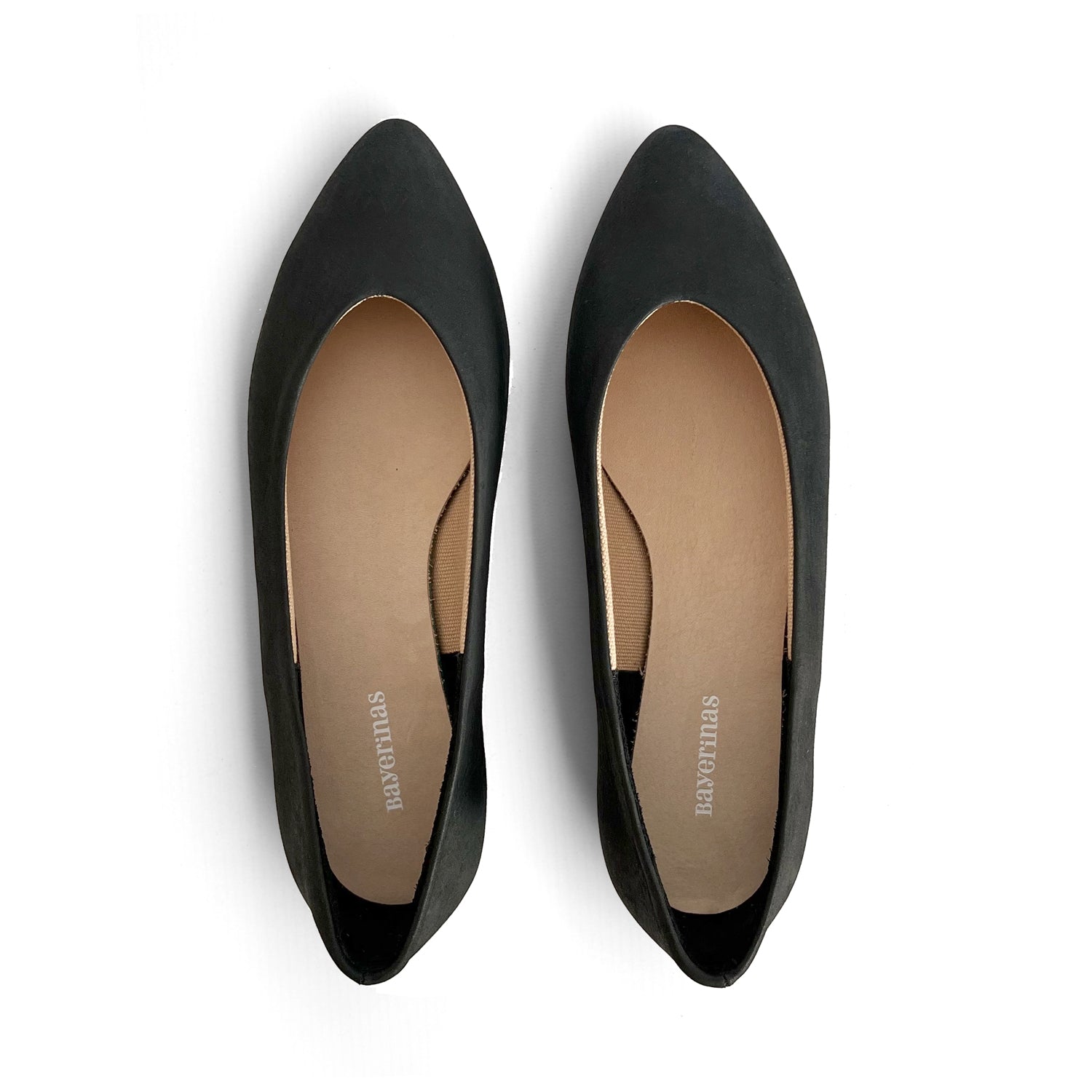 Spitze ballerinas in leder schwarz mit Bayerinas Logo