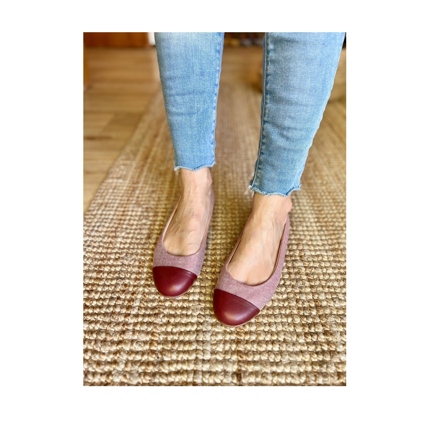 Cap toe oder Ballerinas mit Kappe in Burgundy