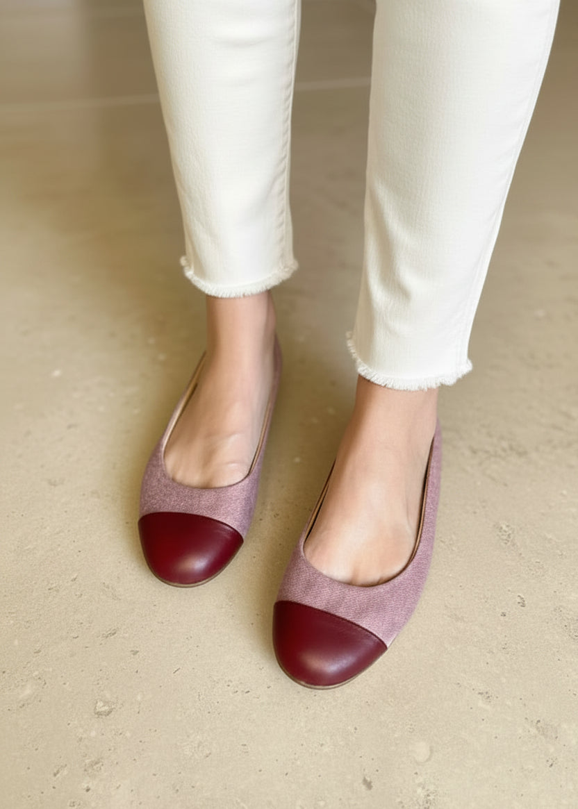 Cap toe oder Ballerinas mit Kappe in Burgundy