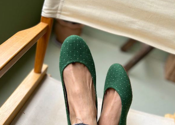 Klassische Ballerinas Schuhe aus Baumwolle in blau