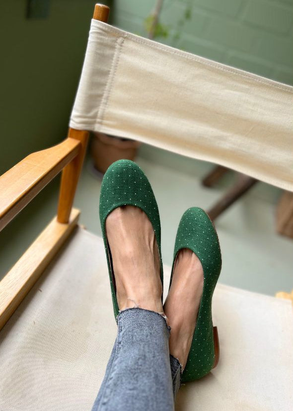 Klassische Ballerinas Schuhe aus Baumwolle in blau