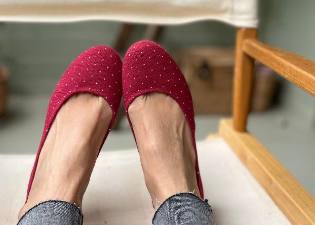 Klassische Ballerinas Schuhe aus Baumwolle in rot