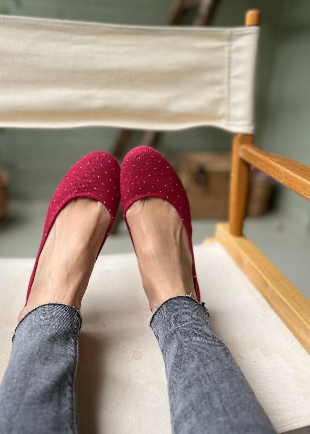 Klassische Ballerinas Schuhe aus Baumwolle in rot