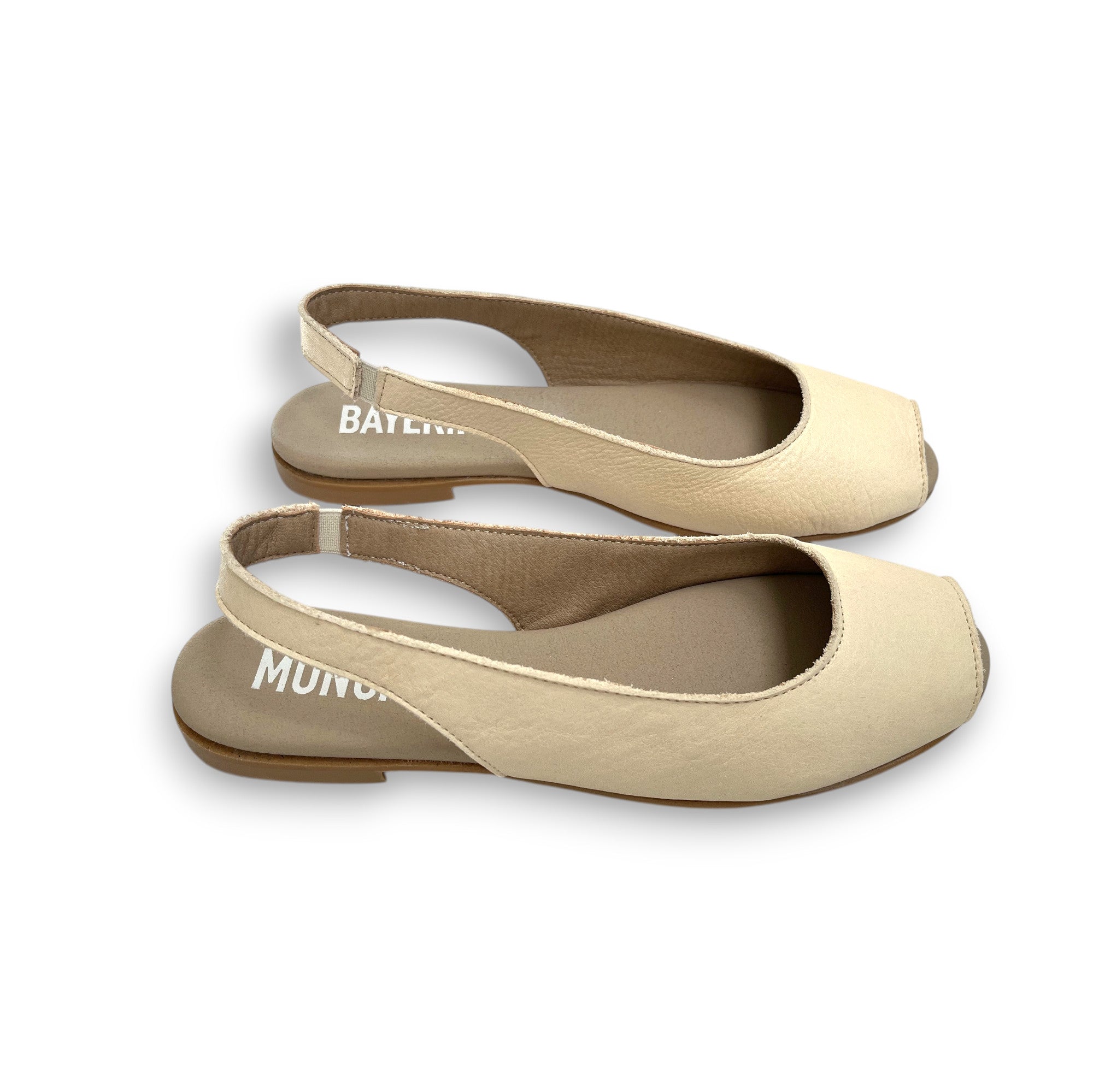 Peeptoe sommer Ballerinas für Damen aus weißem Leder
