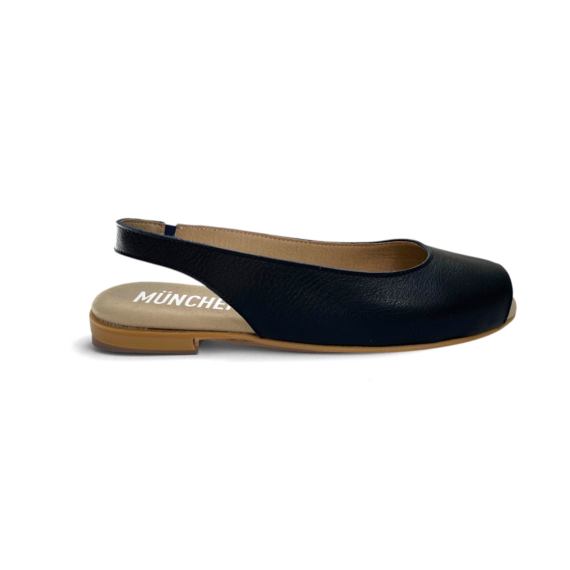 Ansicht Peeptoe Ballerinas Damenschuhe in dunkelblaues Leder